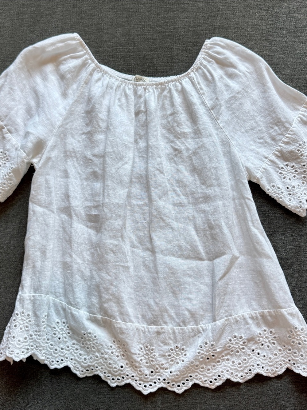 White Eyelet Hem Peasant Blouse - Women